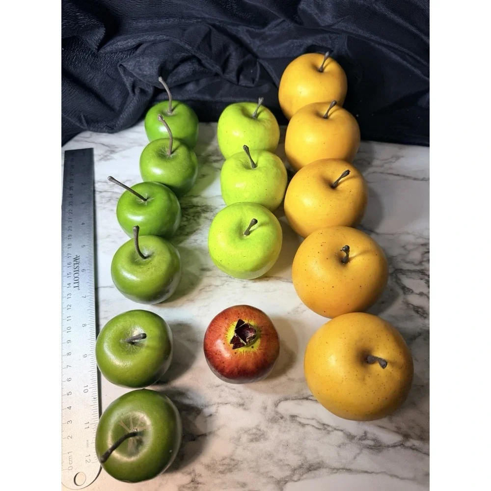 Set of 15 Faux Apples Realistic Decorative Fruit Green 3